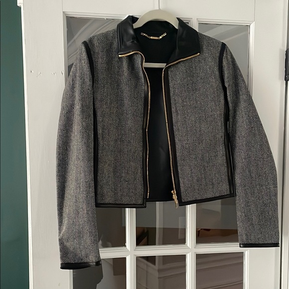Gucci herringbone and leather jacket